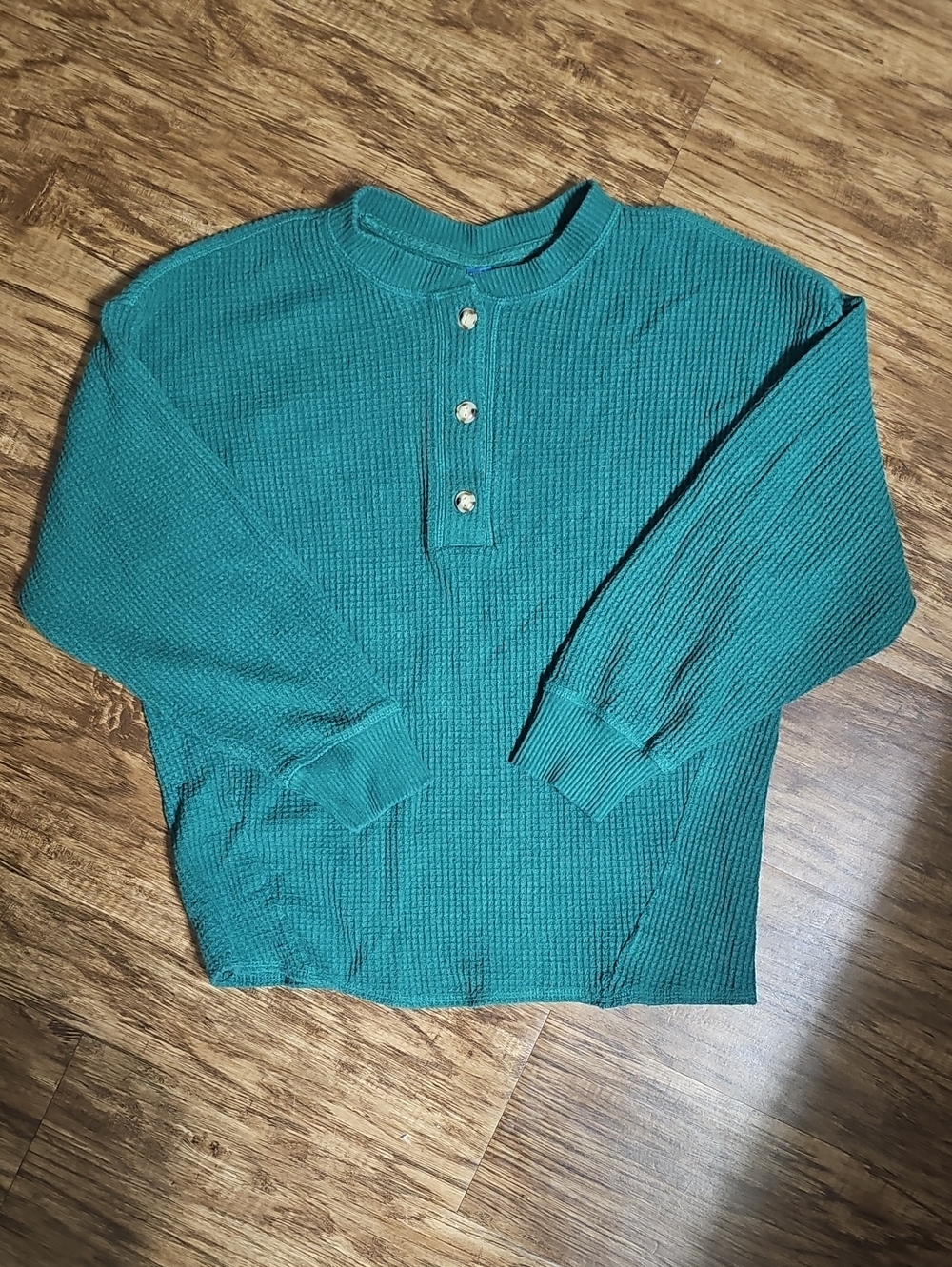 Old Navy Botanical Green Waffle-Knit Maternity Henley Crewneck Sweater